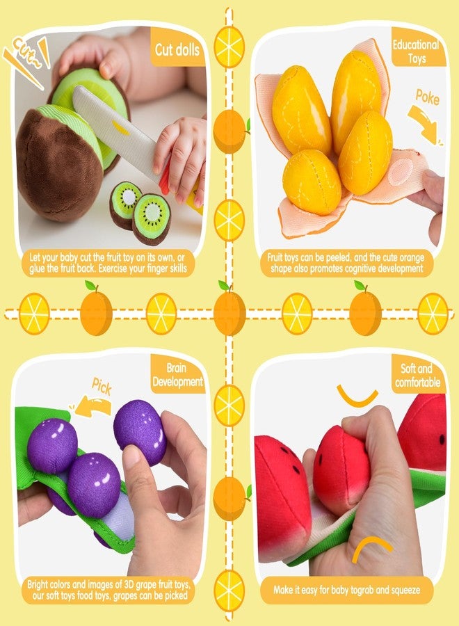 Fegalop Baby Toys for 6-36 Months,Montessori Toy with Musical Feature, Cutting Plush Fruits Play Food with Rattle,Squeaker,Beeps,Textures Crinkle Tissues,Christmas Baby Gifts for 1 Year Old Toddler Boy Girl - Image 3